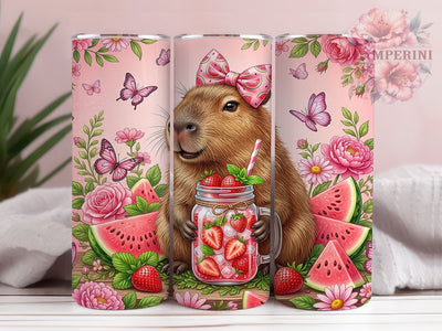 Cute Capybara Watermelon 20oz Tumbler, Cute Capybara Watermelon, 20oz Tumbler Wrap, Sublimation Design, Cute Capybara PNG, Capybara Tumbler Wrap, Watermelon Tumbler Design, Digital Download Sublimation Li Zamperini 