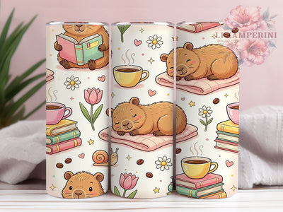 Cute Capybara Wildlife Portrait 20oz Tumbler Wrap, Cute Capybara, Adorable Animal, Wildlife Design, Animal Illustration, 20oz Tumbler Wrap, Sublimation PNG Sublimation Li Zamperini 