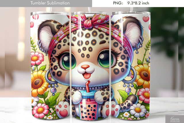 Cute cartoon animal. Kids tumbler design Sublimation Kseniia designer 