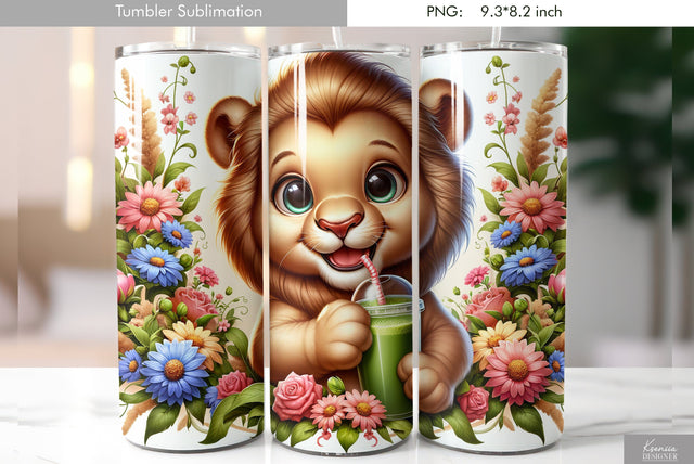 Cute cartoon animal. Kids tumbler design Sublimation Kseniia designer 