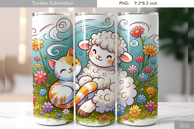 Cute cartoon animal. Kids tumbler design Sublimation Kseniia designer 