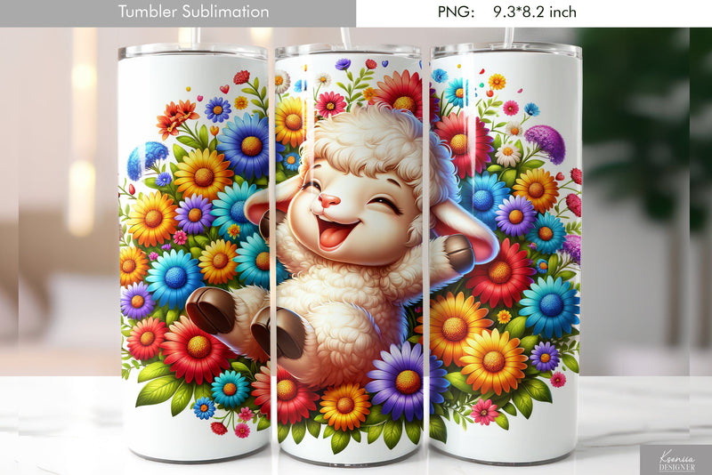 Cute cartoon animal. Kids tumbler design Sublimation Kseniia designer 