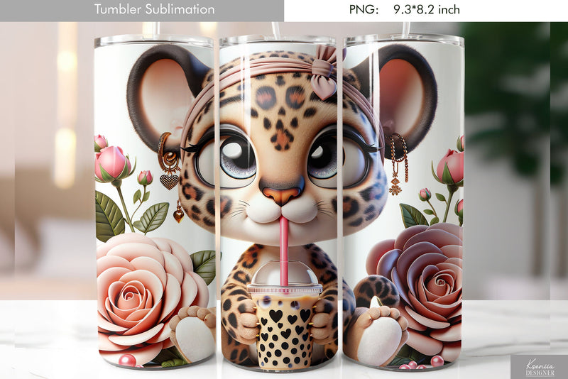Cute cartoon animal. Kids tumbler design Sublimation Kseniia designer 