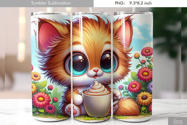 Cute cartoon animal. Kids tumbler design Sublimation Kseniia designer 