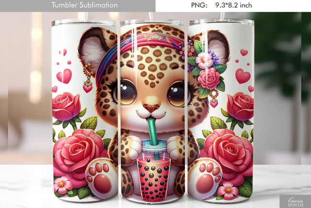 Cute cartoon animal. Kids tumbler design Sublimation Kseniia designer 