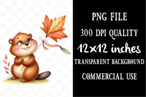 Cute Cartoon Autumn Beavers Clipart Sublimation SVGista 