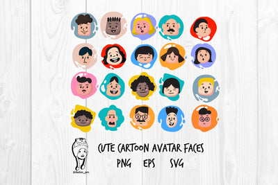 Cute Cartoon Avatar Faces SVG dadan_pm 
