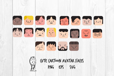 Cute Cartoon Avatar Faces svg eps png SVG dadan_pm 