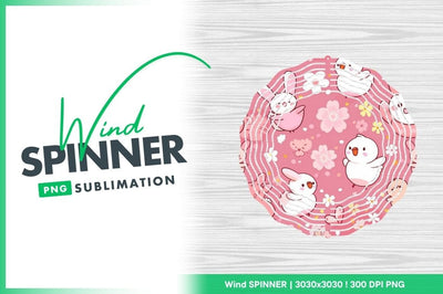 Cute Cartoon Bunnies Chicks and Flowers Pattern on Pink Background Sublimation Regulrcrative 
