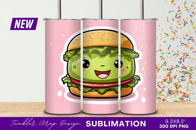 Cute cartoon burger vector illustration tumbler png Sublimation Regulrcrative 