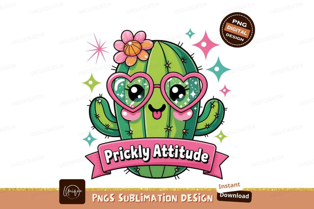 Cute Cartoon Cactus Prickly Attitude Design Sublimation Designangry 