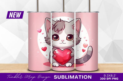 Cute cartoon cat holding heart vector Sublimation Regulrcrative 