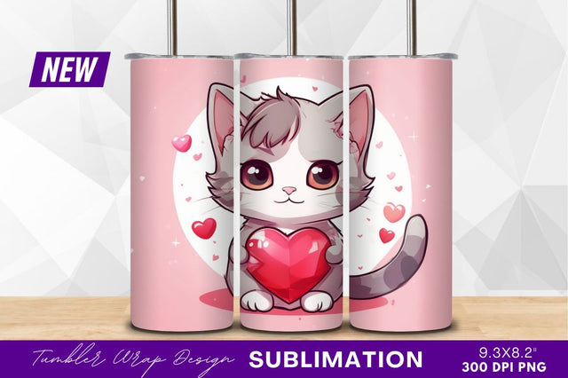 Cute cartoon cat holding heart vector Sublimation Regulrcrative 