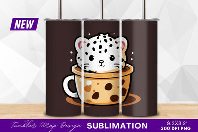 Cute Cartoon Cat In Boba Tea Tumbler Png Sublimation Regulrcrative 