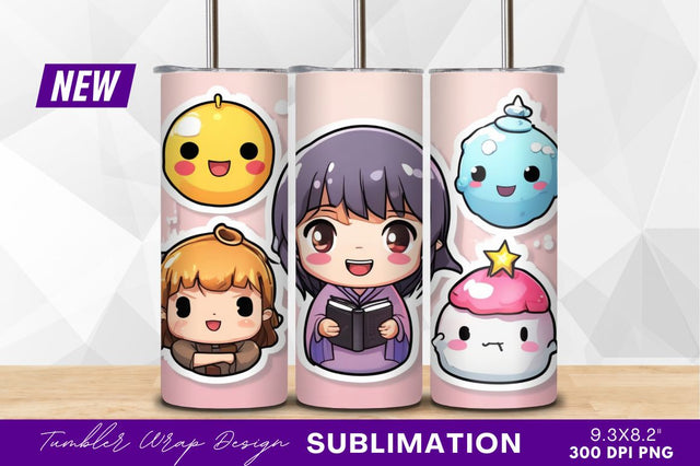 Cute cartoon character collection with tumbler png Sublimation Regulrcrative 