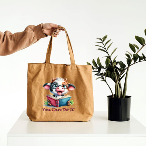 Cute Cartoon Cow whit book Clipart, You can do it, High Quality Digital Download SVG ButterflyCraftDigital 