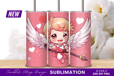 Cute cartoon cupid with arrow tumbler png Sublimation Regulrcrative 