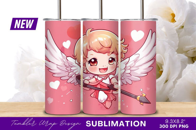 Cute cartoon cupid with arrow tumbler png Sublimation Regulrcrative 
