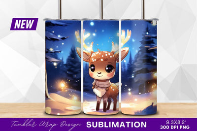 Cute cartoon deer in winter wonderland Sublimation Regulrcrative 