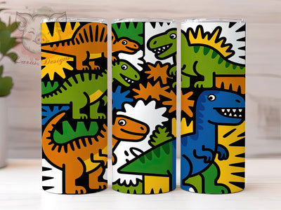 Cute Cartoon Dinosaur Kids Tumbler, Cute Dino Art, Kids Tumbler, 20Oz Wrap Design, Dinosaur Sublimation, Cartoon Dino, Kids Gift Design Sublimation Lara' s Designs 
