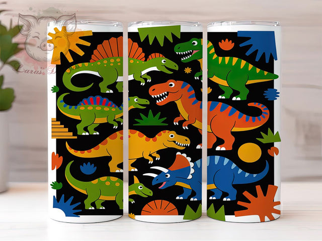 Cute Cartoon Dinosaur Kids Tumbler, Cute Dino Art, Kids Tumbler, 20Oz Wrap Design, Dinosaur Sublimation, Cartoon Dino, Kids Gift Design Sublimation Lara' s Designs 