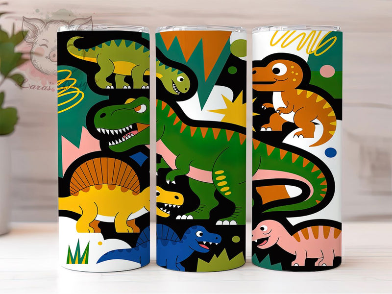Cute Cartoon Dinosaur Kids Tumbler, Cute Dino Art, Kids Tumbler, 20Oz Wrap Design, Dinosaur Sublimation, Cartoon Dino, Kids Gift Design Sublimation Lara' s Designs 
