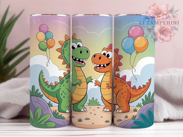 Cute Cartoon Dinosaur Tumbler, Cartoon Dino, Cute Design, Sublimation Art, 20oz Tumbler, Playful Wrap, Fun Pattern Sublimation Li Zamperini 