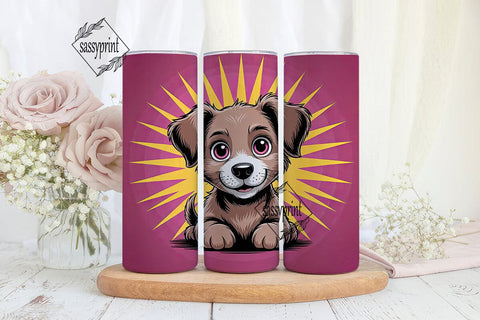 Cute Cartoon Dog 20oz Tumbler Wrap Sublimation sassyprint 