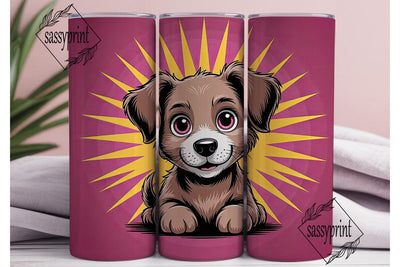 Cute Cartoon Dog 20oz Tumbler Wrap Sublimation sassyprint 