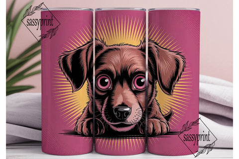 Cute Cartoon Dog 20oz Tumbler Wrap Sublimation sassyprint 