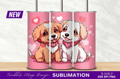 Cute cartoon dogs valentines day tumbler png Sublimation Regulrcrative 