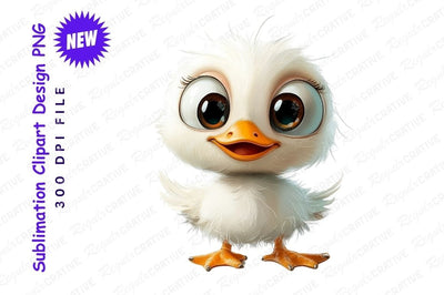 Cute Cartoon Duckling Bird With Big Eyes Sublimation Regulrcrative 