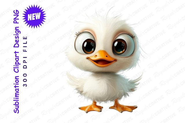 Cute Cartoon Duckling Bird With Big Eyes Sublimation Regulrcrative 