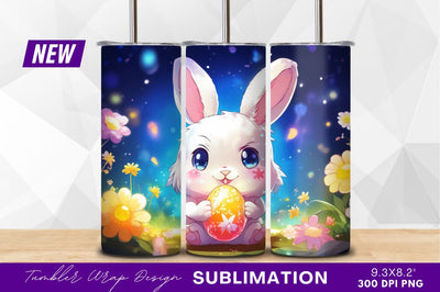 Cute cartoon easter bunny holding egg Sublimation Regulrcrative 