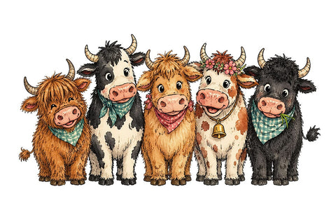 Cute Cartoon Farm Cow PNG SVG DesignDestine 
