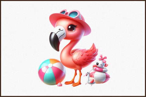 Cute Cartoon Flamingo Summer Clipart Sublimation designartist 