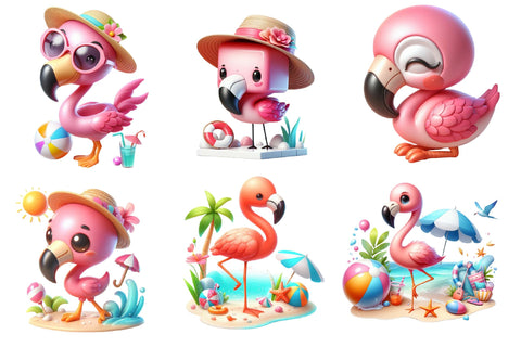 Cute Cartoon Flamingo Summer Clipart Sublimation designartist 