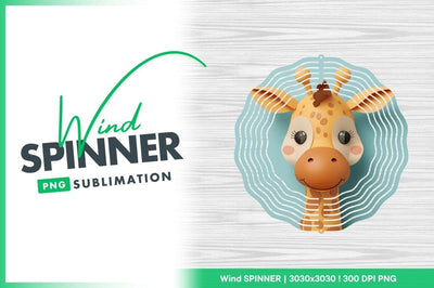 Cute cartoon giraffe head wind spinner Sublimation Regulrcrative 