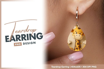 Cute cartoon giraffe teardrop earring png Sublimation Regulrcrative 