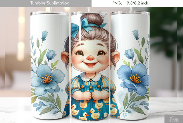 Cute cartoon gnome. Kids tumbler design Sublimation Kseniia designer 