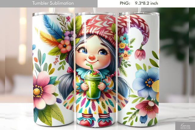 Cute cartoon gnome. Kids tumbler design Sublimation Kseniia designer 