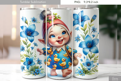 Cute cartoon gnome. Kids tumbler design Sublimation Kseniia designer 