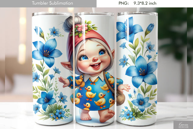 Cute cartoon gnome. Kids tumbler design Sublimation Kseniia designer 