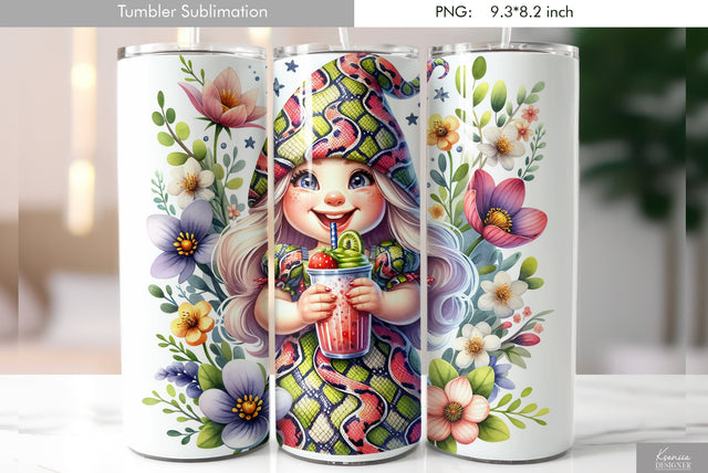 Cute cartoon gnome. Kids tumbler design Sublimation Kseniia designer 