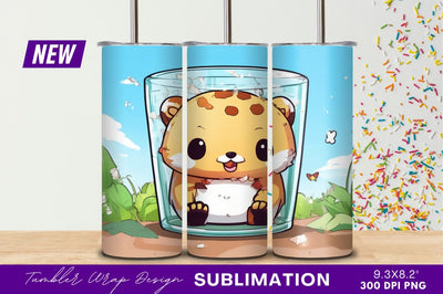 Cute cartoon hamster trapped in glass tumbler png Sublimation Regulrcrative 