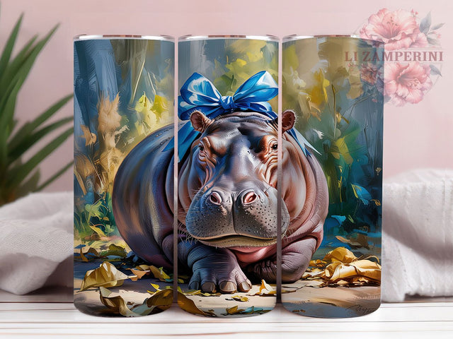 Cute Cartoon Hippo Kids Tumbler, Animal Tumbler Wrap, 20oz Skinny Tumbler, Hippo PNG Sublimation, Cartoon Hippo Design, Kids Animal Tumbler, Funny Hippo Tumbler Sublimation Li Zamperini 