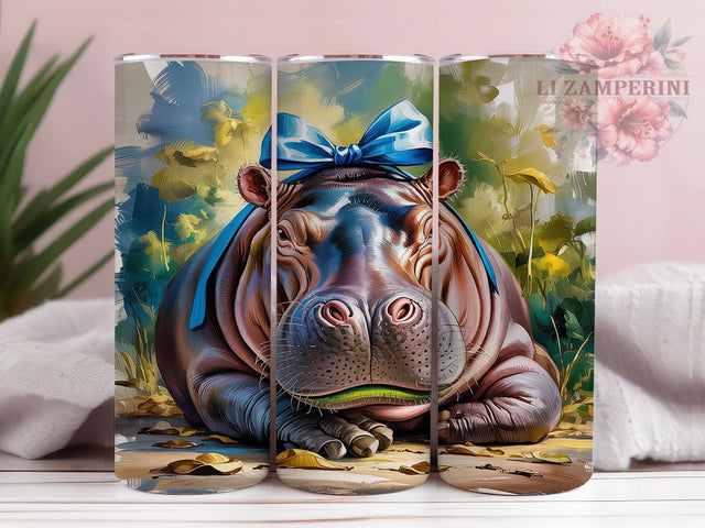 Cute Cartoon Hippo Kids Tumbler, Animal Tumbler Wrap, 20oz Skinny Tumbler, Hippo PNG Sublimation, Cartoon Hippo Design, Kids Animal Tumbler, Funny Hippo Tumbler Sublimation Li Zamperini 