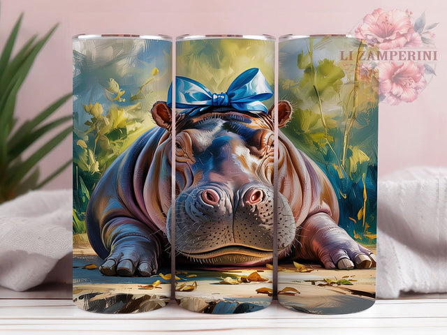 Cute Cartoon Hippo Kids Tumbler, Animal Tumbler Wrap, 20oz Skinny Tumbler, Hippo PNG Sublimation, Cartoon Hippo Design, Kids Animal Tumbler, Funny Hippo Tumbler Sublimation Li Zamperini 