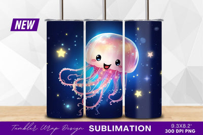 Cute cartoon jellyfish in space with stars Sublimation Regulrcrative 