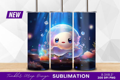 Cute cartoon jellyfish tumbler png Sublimation Regulrcrative 